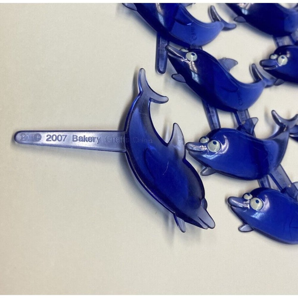 BAKERY CRAFTS 2007 Party Cupcake Picks Dark Blue Dolphin Ocean Theme LOT 22 - Picture 2 of 6